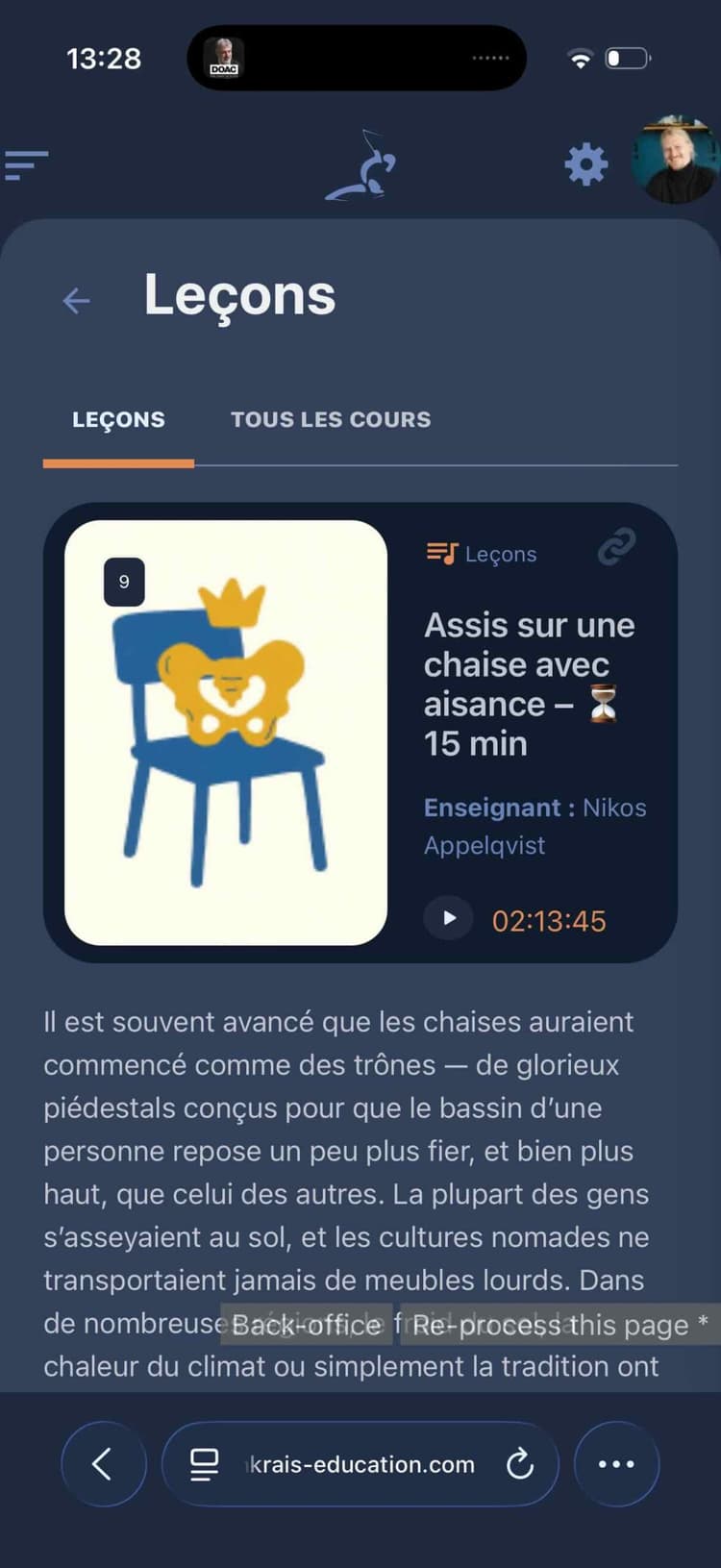 Capture de l’application — bibliothèque
